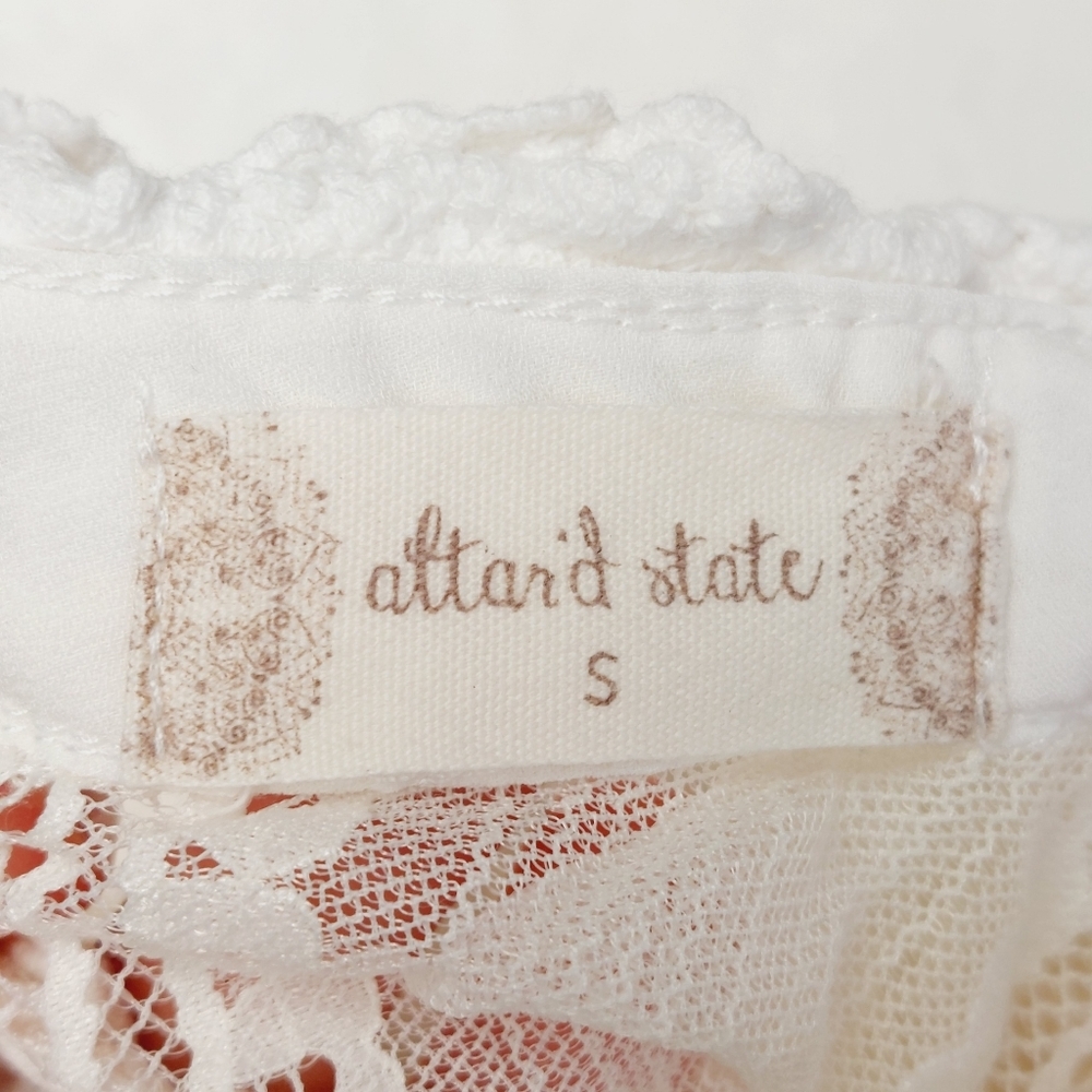 Altar'd State Atalaya White Lace Trumpet Long Sleeve Mock Neck Blouse P3927 - Picture 6 of 9